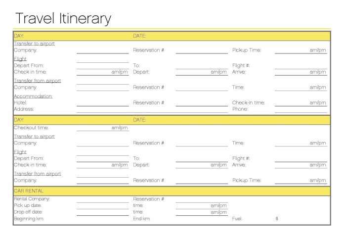 Travel itinerary template